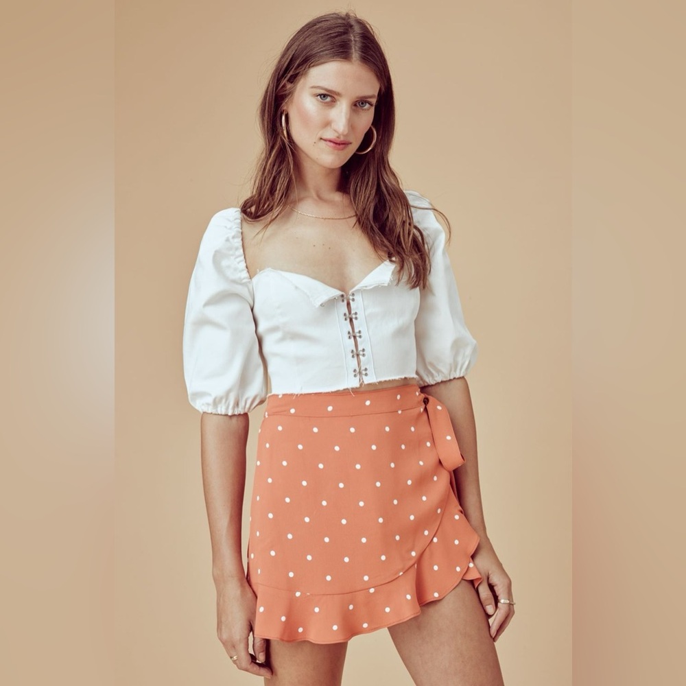 For Love and Lemons Natalia Dot Skort in Copper